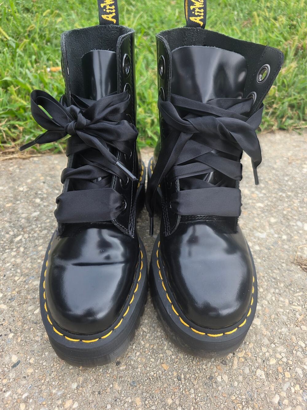 Dr Martens Molly Black Pisa Leather Platform Boots Size US 7 EU 38 Grunge